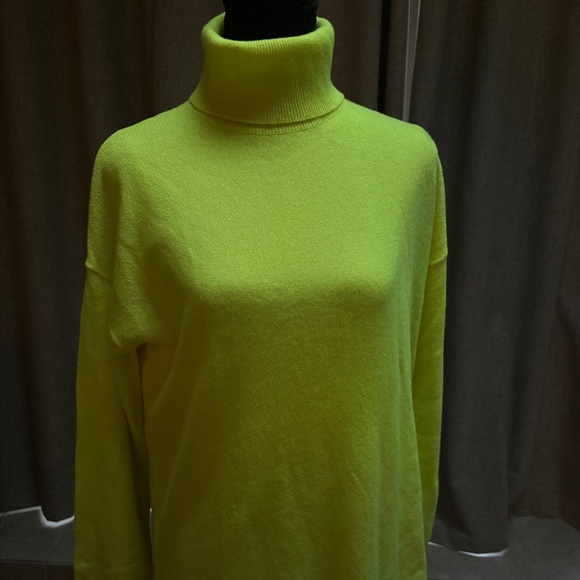 Halogen Neon Yellow Cashmere Turtleneck (NWT) - Picture 2 of 6
